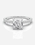 Diamant förlovningsring 18K vitt guld – Isabella Hidden Halo & Sidostenar Kudde | Ophira & Co