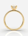 Päron förlovningsring guld framifrån – Isabella Hidden Halo & Sidostenar | Ophira & Co