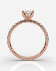 Päron förlovningsring roséguld framifrån – Isabella Hidden Halo & Sidostenar | Ophira & Co