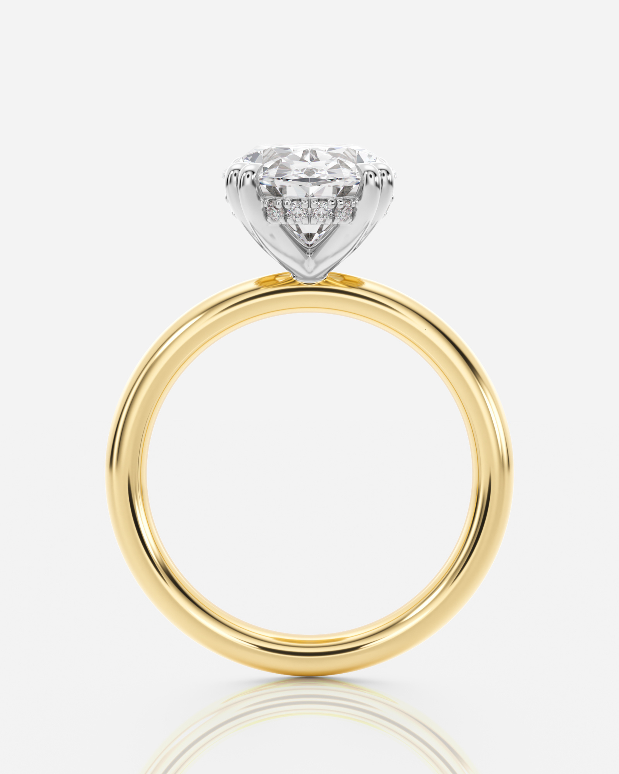 Naira Solitär Two Tone förlovningsring i 18K guld och 18K vitt guld, vy uppifrån med hidden halo