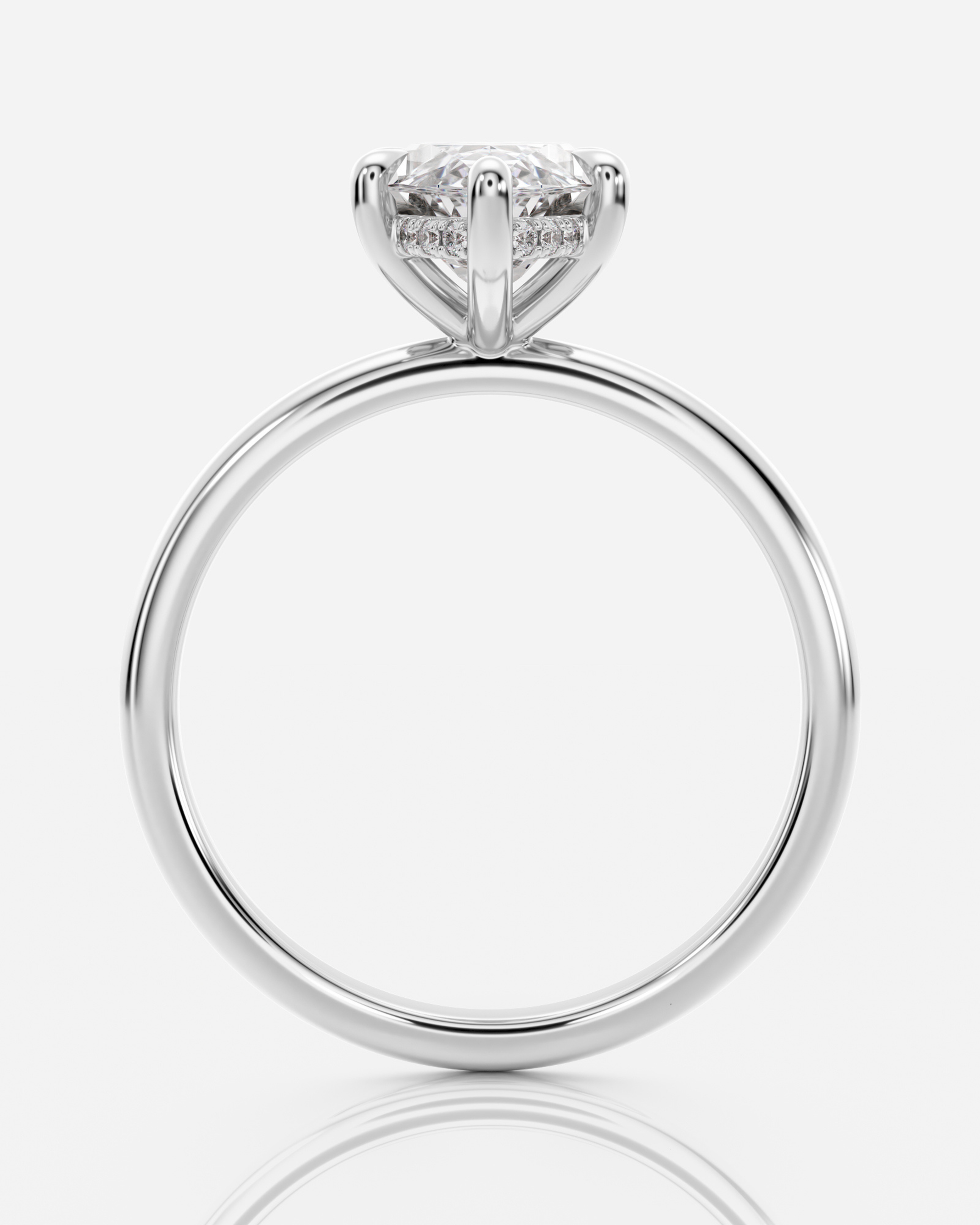 Celine Hidden Halo Marquise förlovningsring i 18K vitt guld, vy uppifrån med marquiseslipad diamant