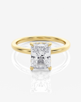 Celeste Solitär Hidden Halo Radiant förlovningsring i 18K guld med radiantslipad diamant, framifrån