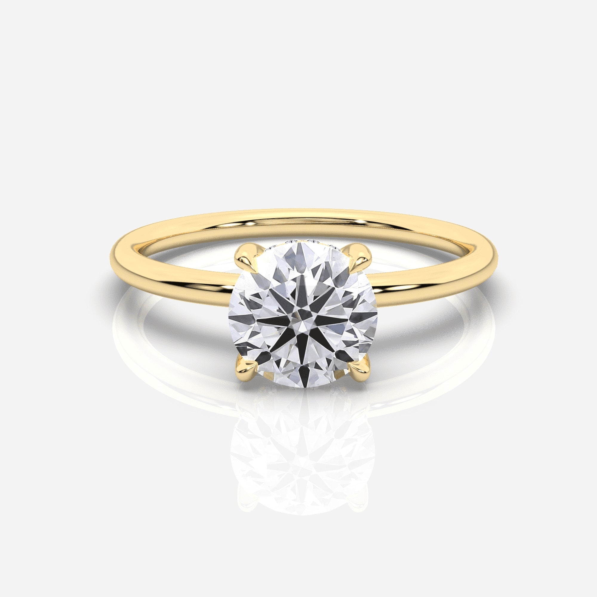Diamant förlovningsring 18K guld – Isabella Hidden Halo Round | Ophira & Co