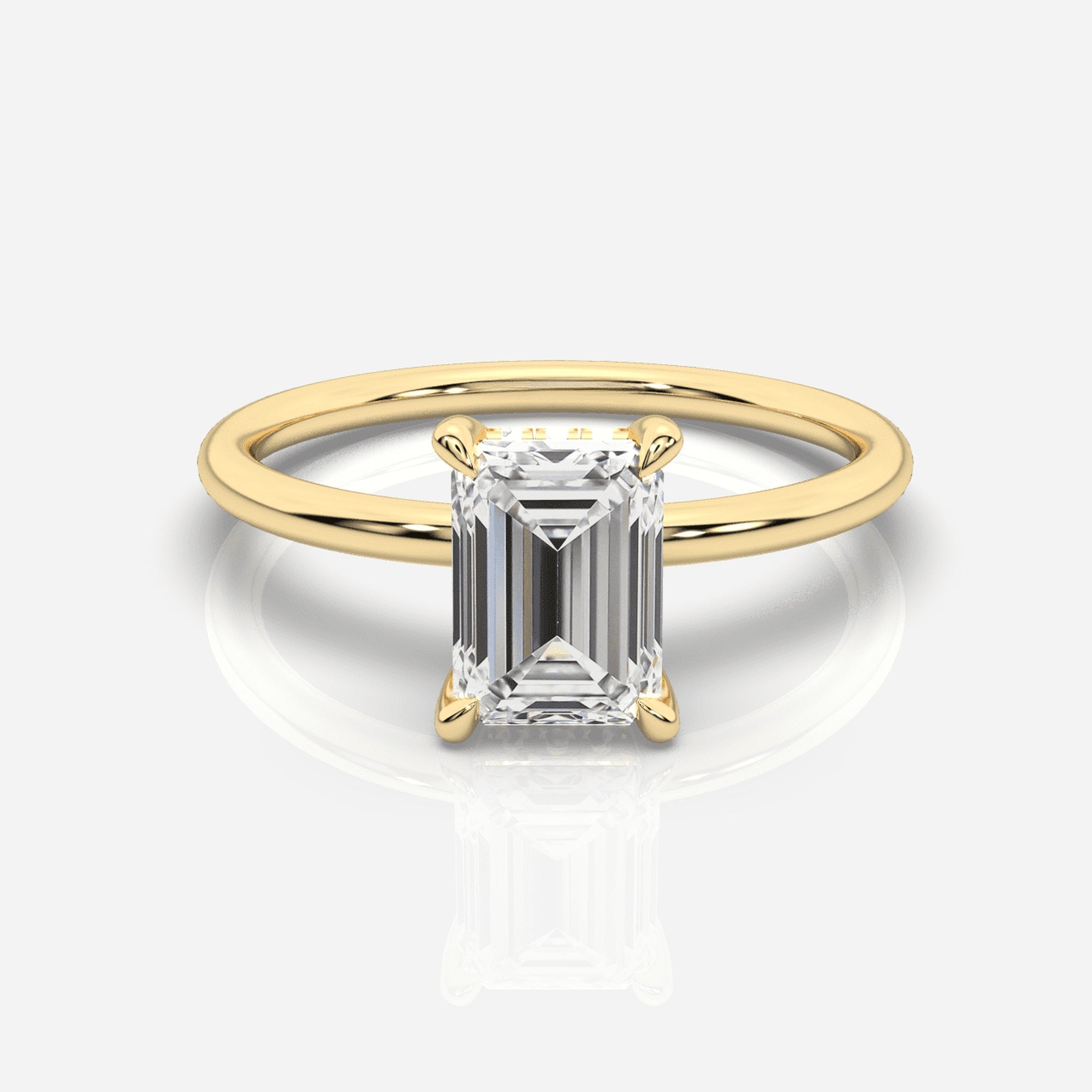 Diamant förlovningsring 18K guld – Isabella Hidden Halo Smaragd | Ophira &amp; Co