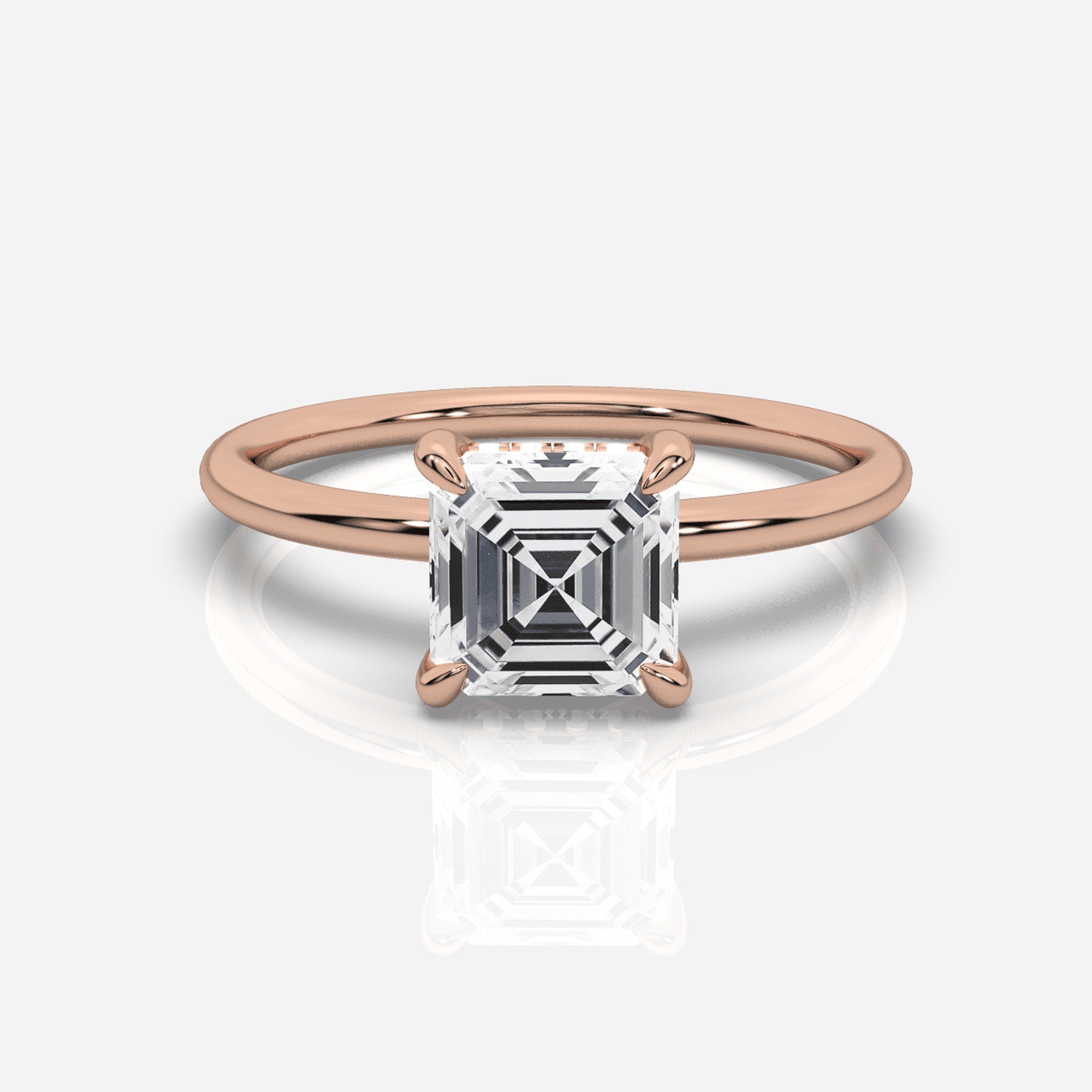 Diamant förlovningsring 18K roséguld – Isabella Hidden Halo Asscher | Ophira & Co