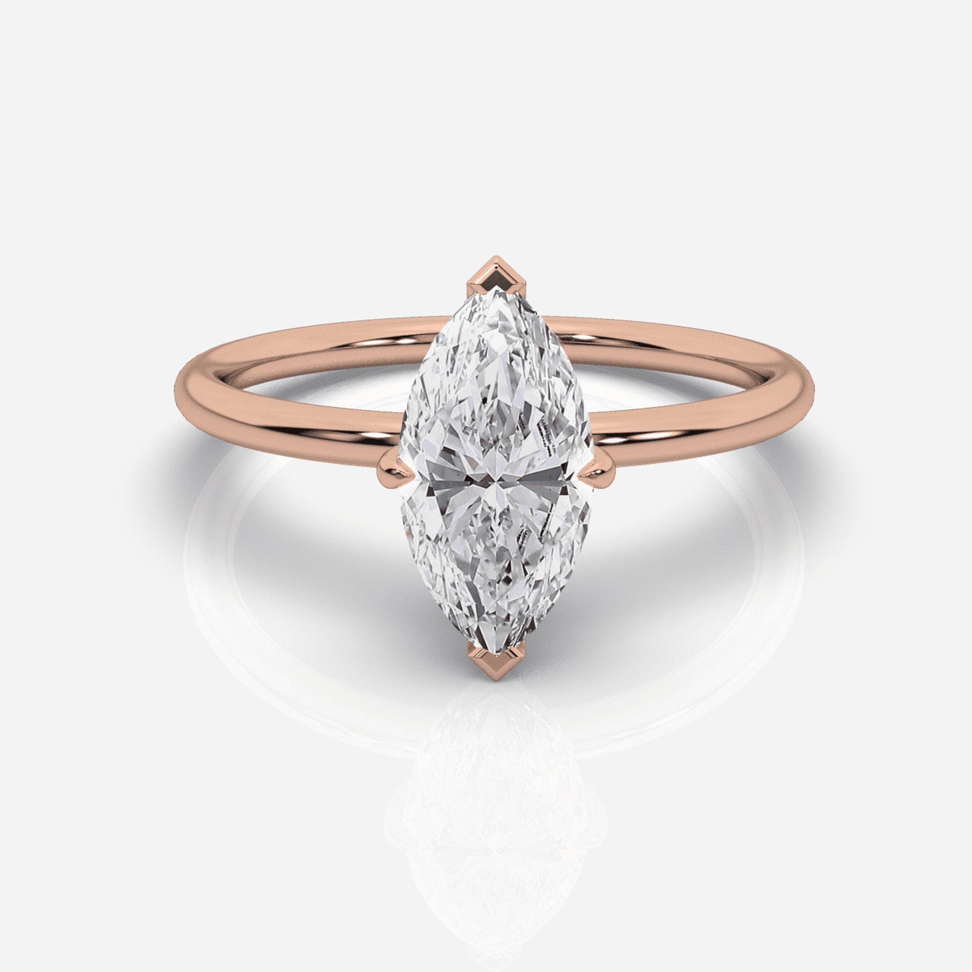 Diamant förlovningsring 18K roséguld – Isabella Hidden Halo Marquise | Ophira & Co