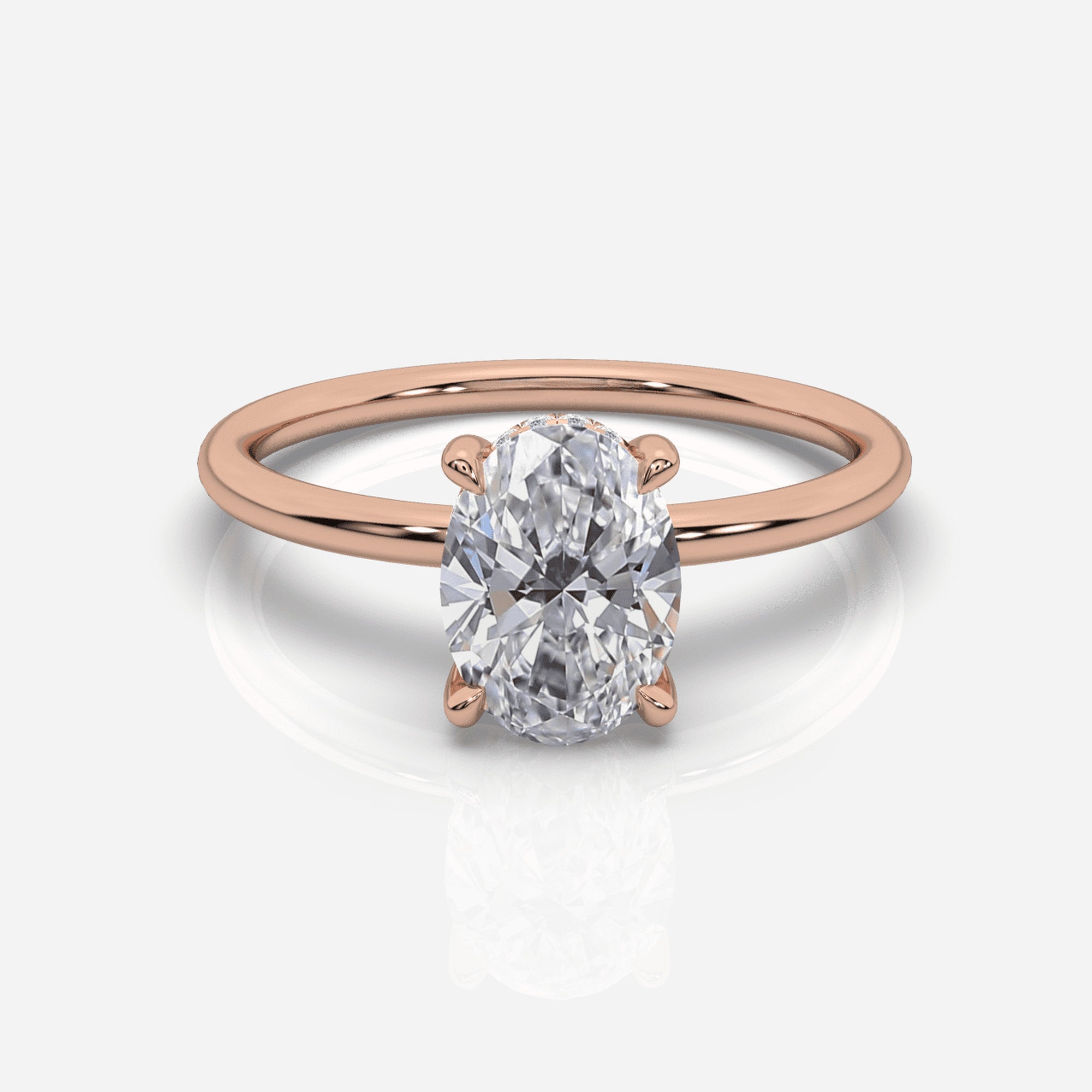 Diamant förlovningsring 18K roséguld – Isabella Hidden Halo Oval | Ophira & Co
