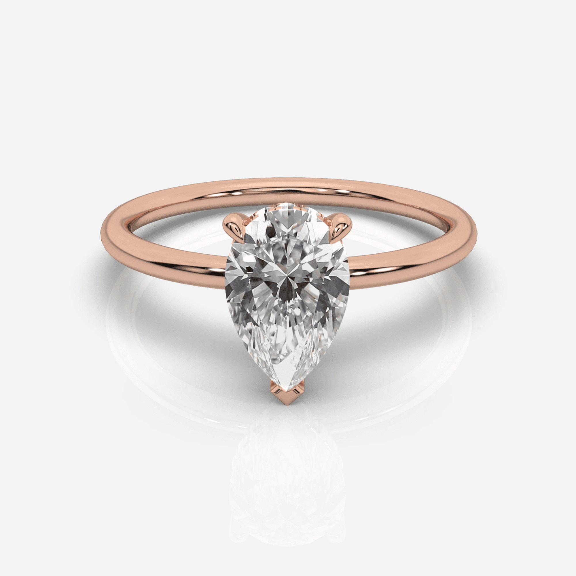 Diamant förlovningsring 18K roséguld – Isabella Hidden Halo Päron | Ophira &amp; Co