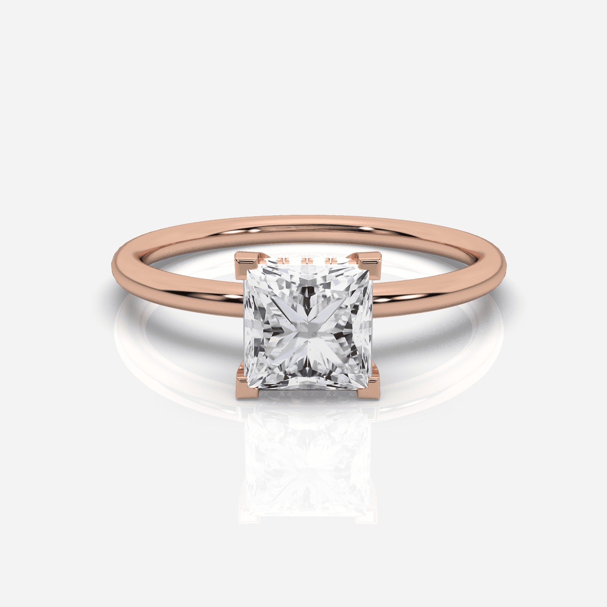 Diamant förlovningsring 18K roséguld – Isabella Hidden Halo Prinsess | Ophira &amp; Co