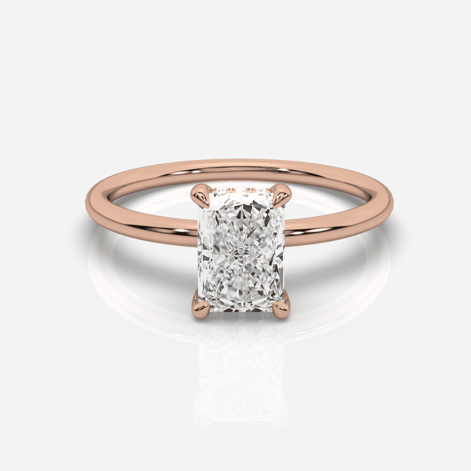 Diamant förlovningsring 18K roséguld – Isabella Hidden Halo Radiant | Ophira &amp; Co