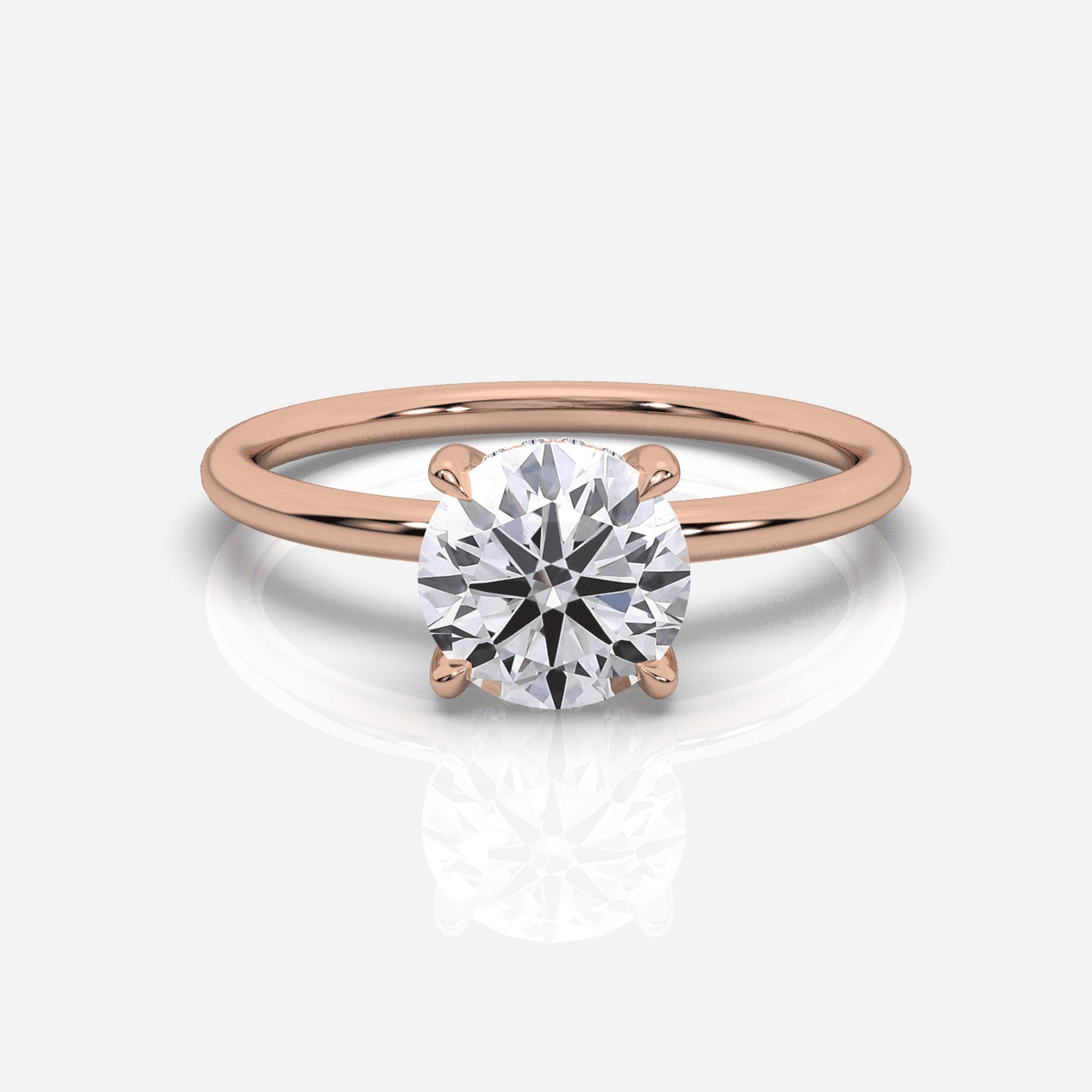 Diamant förlovningsring 18K roséguld – Isabella Hidden Halo Round | Ophira & Co