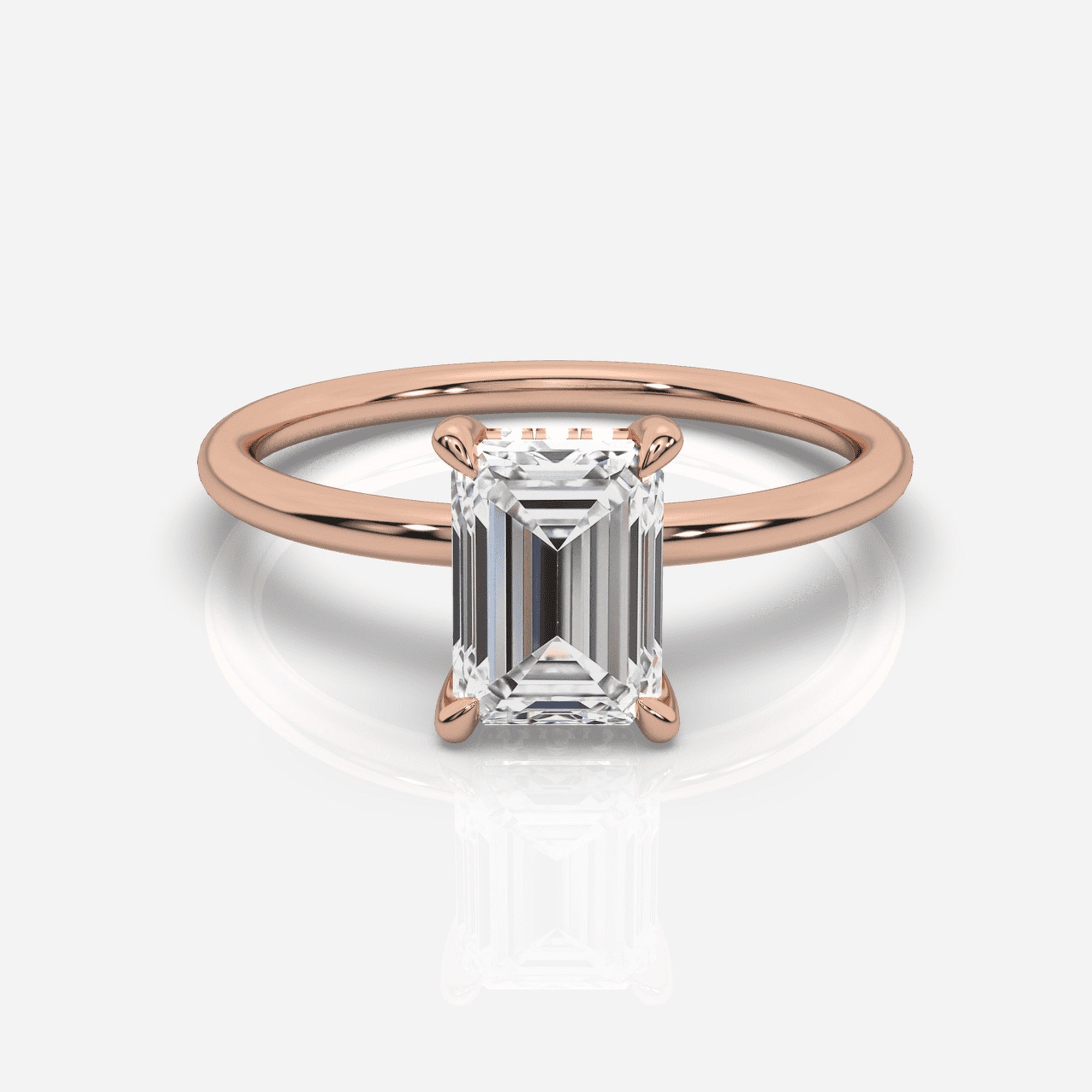 Diamant förlovningsring 18K roséguld – Isabella Hidden Halo Smaragd | Ophira &amp; Co