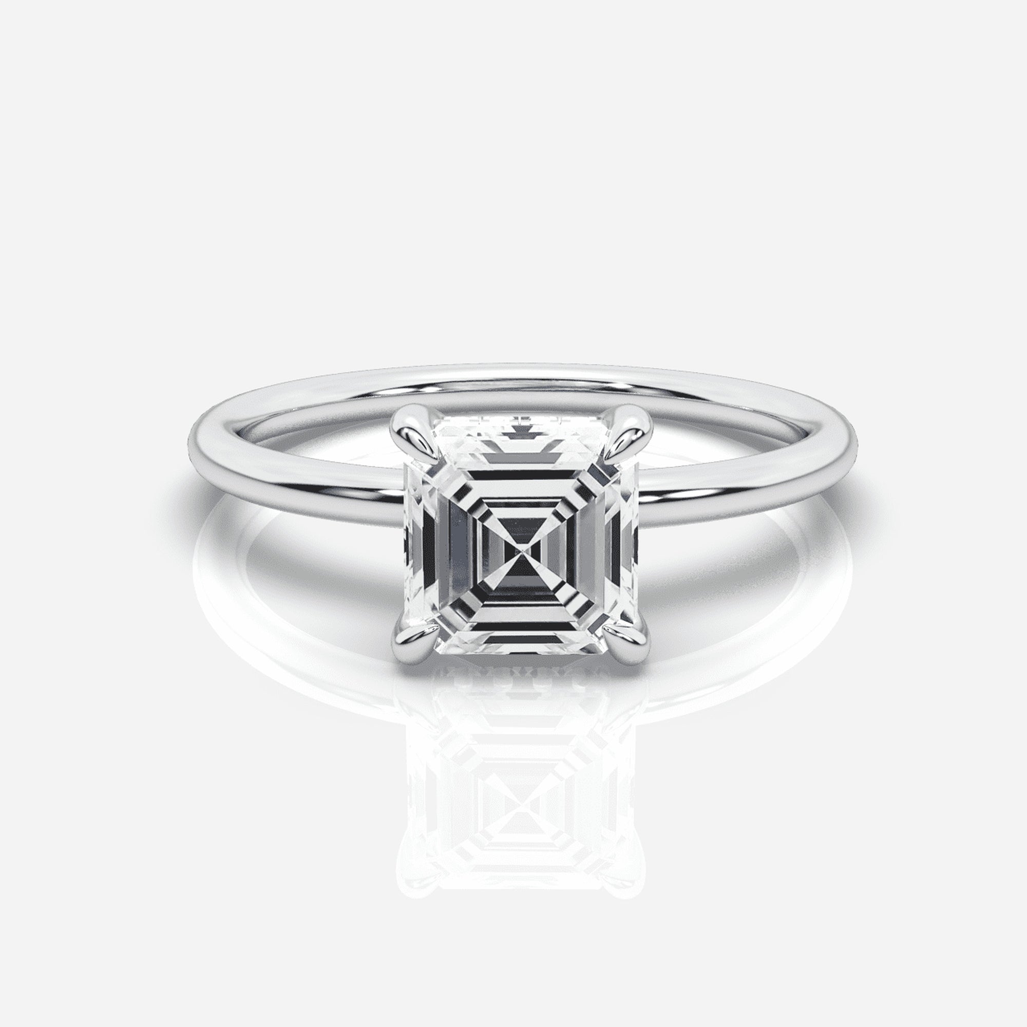 Diamant förlovningsring 18K vitt guld – Isabella Hidden Halo Asscher | Ophira & Co