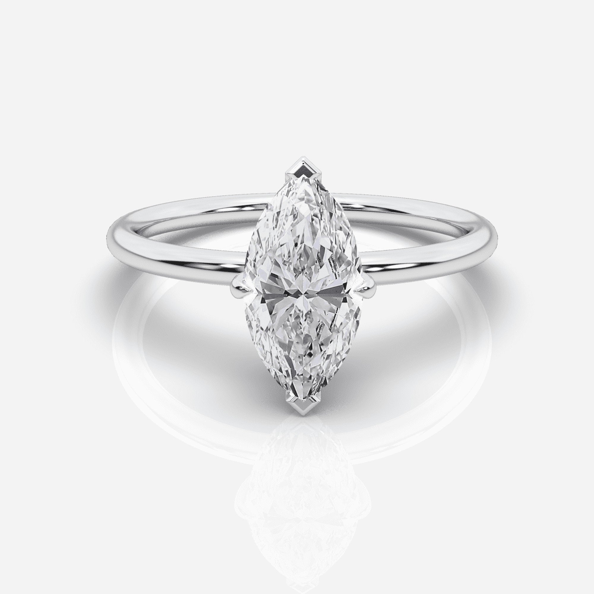 Diamant förlovningsring 18K vitt guld – Isabella Hidden Halo Marquise | Ophira & Co