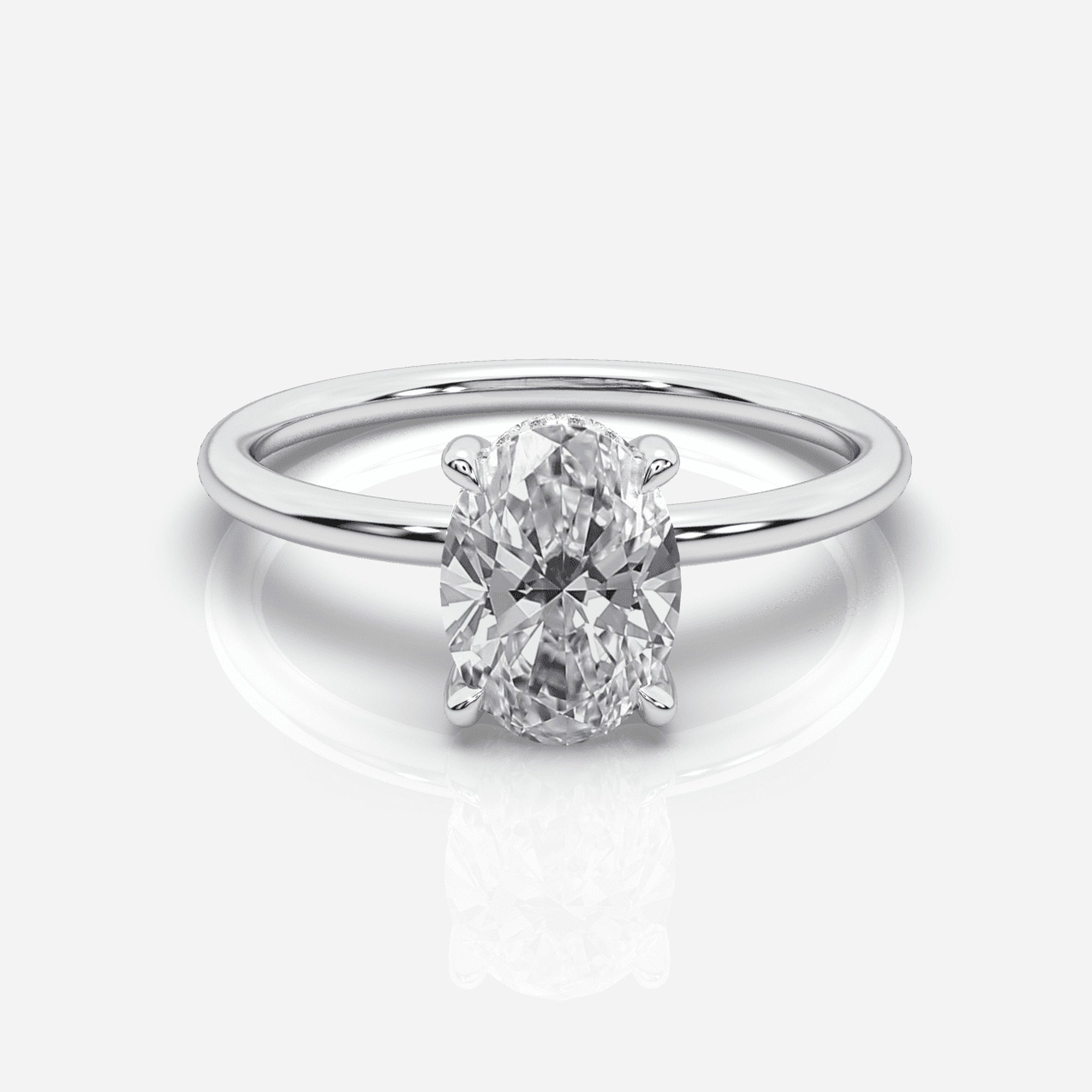 Diamant förlovningsring 18K vitt guld – Isabella Hidden Halo Oval | Ophira & Co