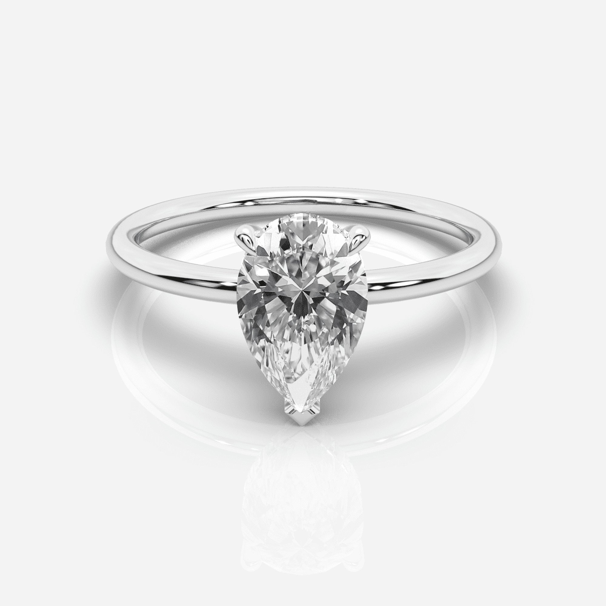 Diamant förlovningsring 18K vitt guld – Isabella Hidden Halo Päron | Ophira &amp; Co