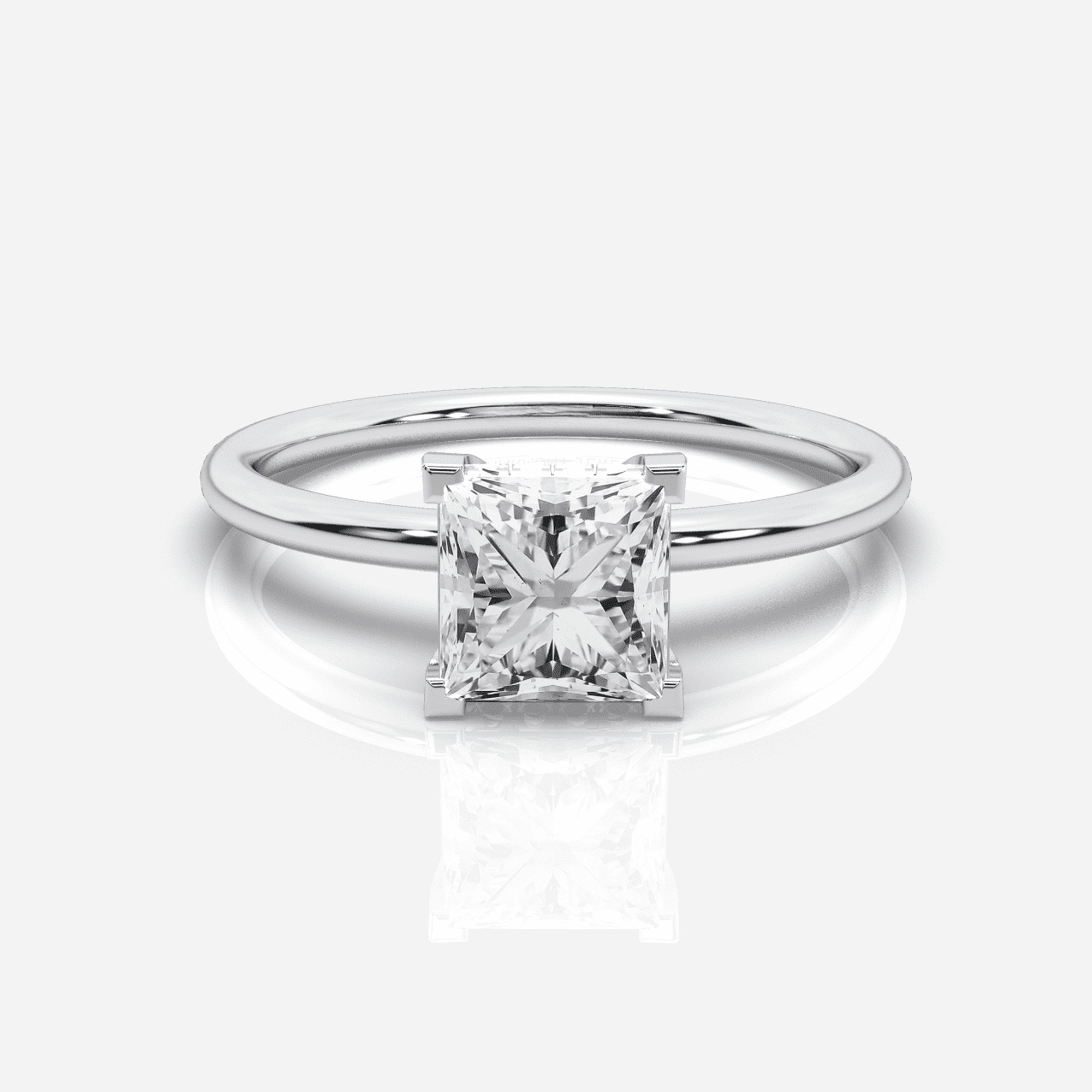Diamant förlovningsring 18K vitt guld – Isabella Hidden Halo Prinsess | Ophira &amp; Co