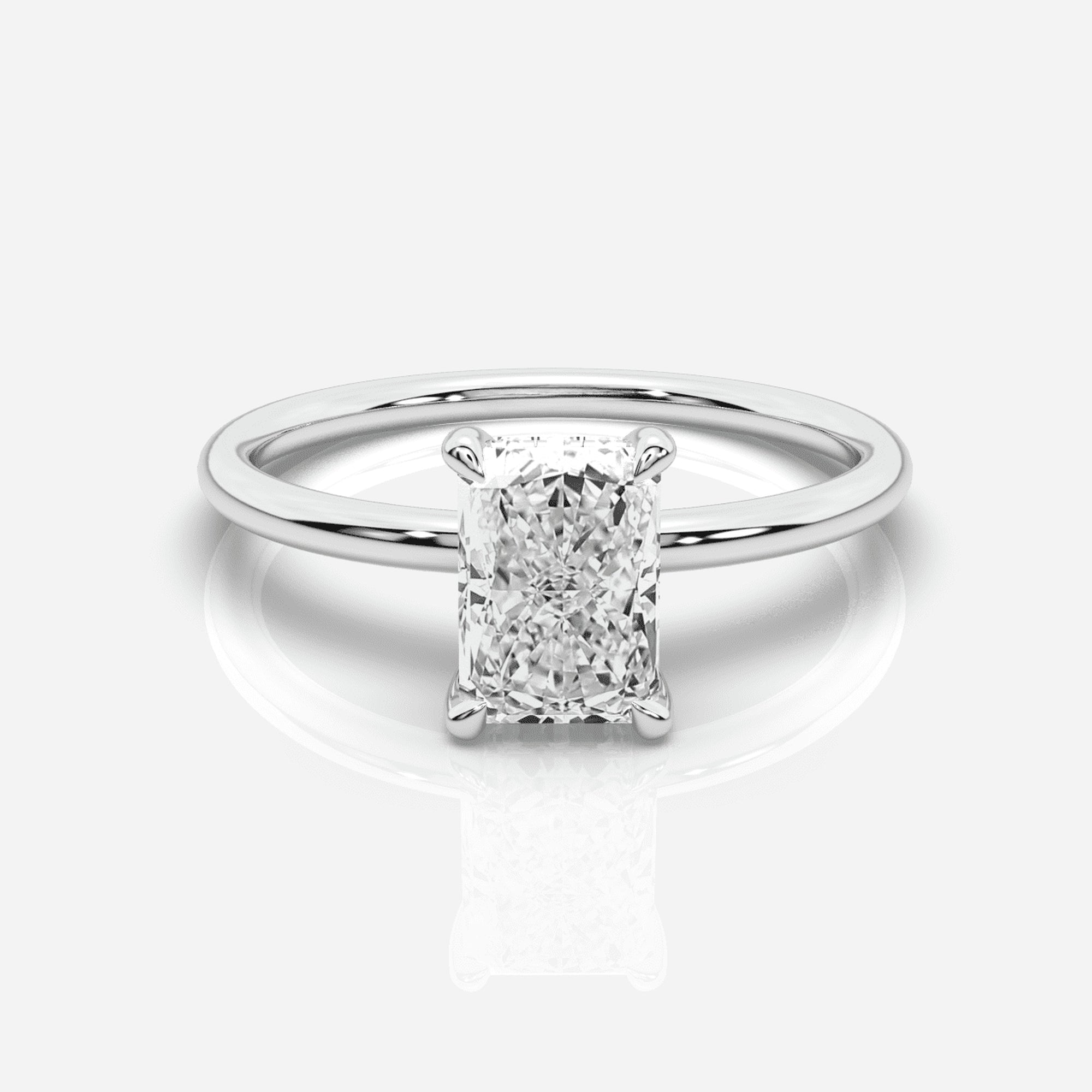 Diamant förlovningsring 18K vitt guld – Isabella Hidden Halo Radiant | Ophira &amp; Co