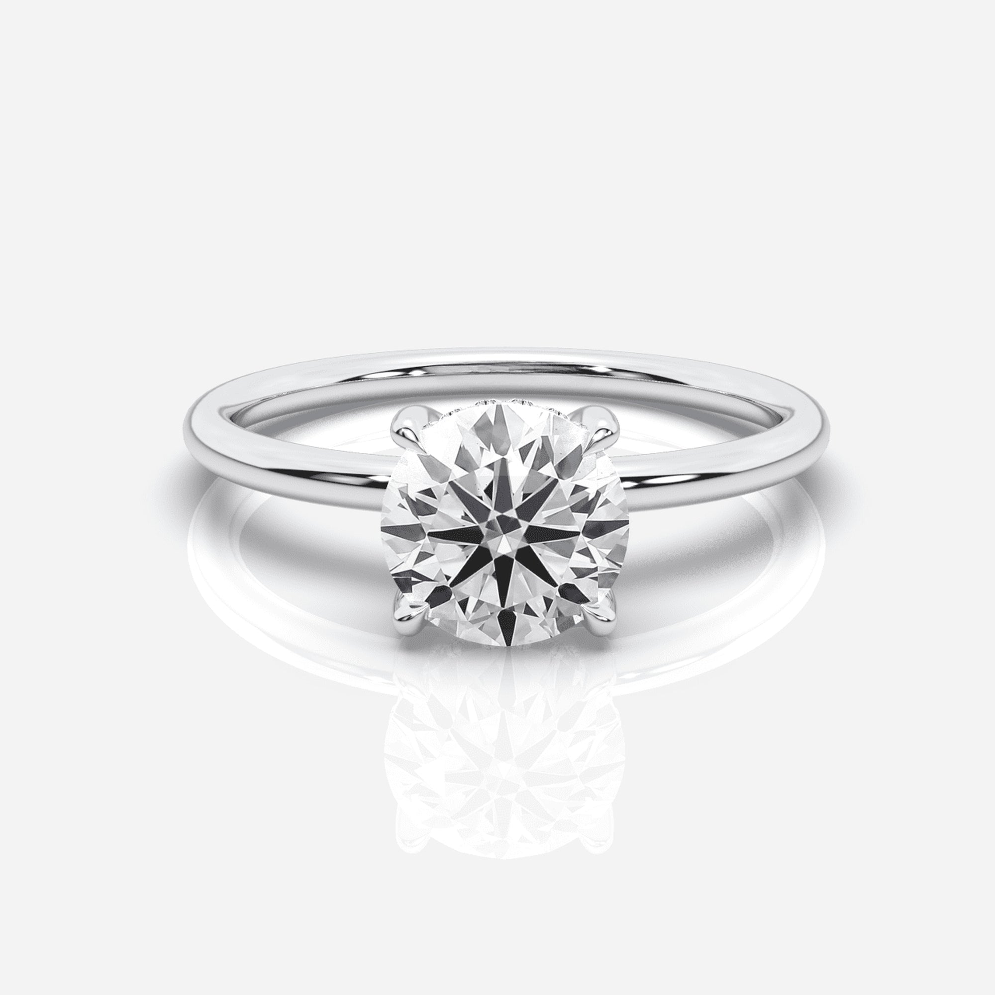 Diamant förlovningsring 18K vitt guld – Isabella Hidden Halo Round | Ophira & Co
