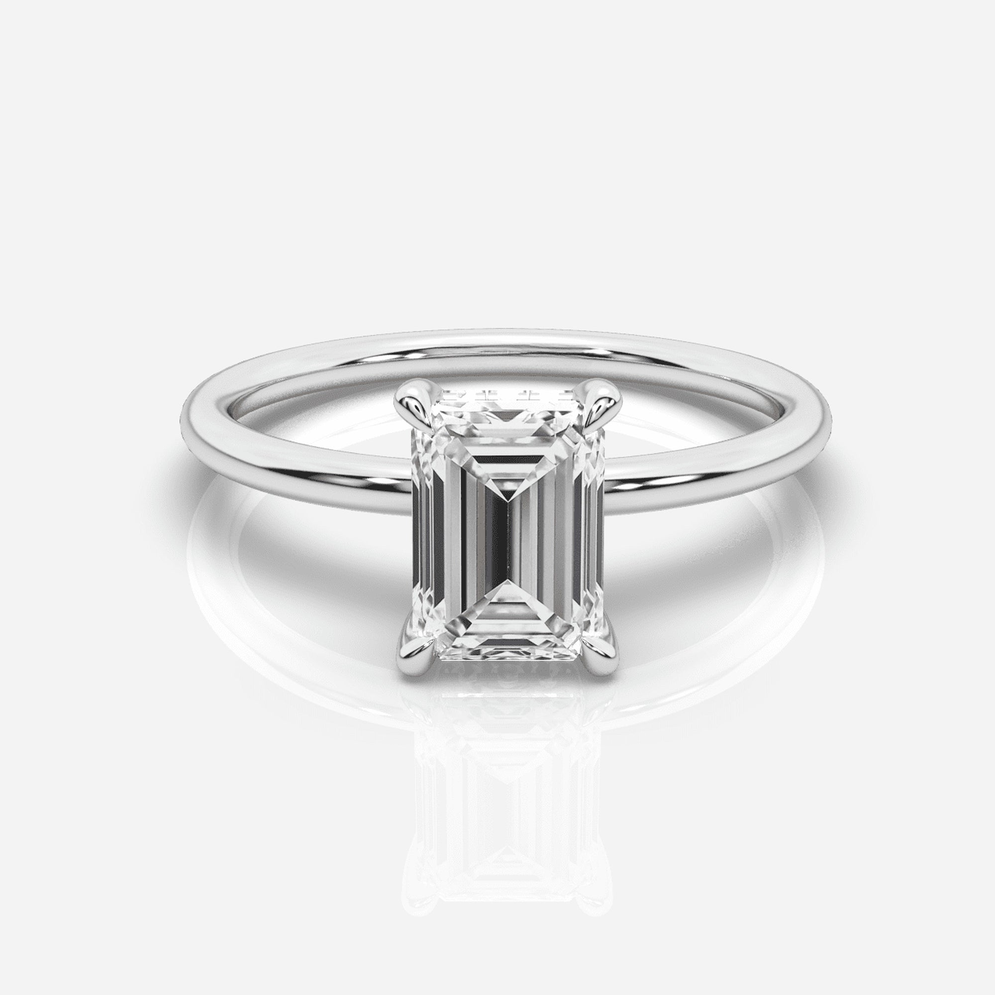 Diamant förlovningsring 18K vitt guld – Isabella Hidden Halo Smaragd | Ophira &amp; Co
