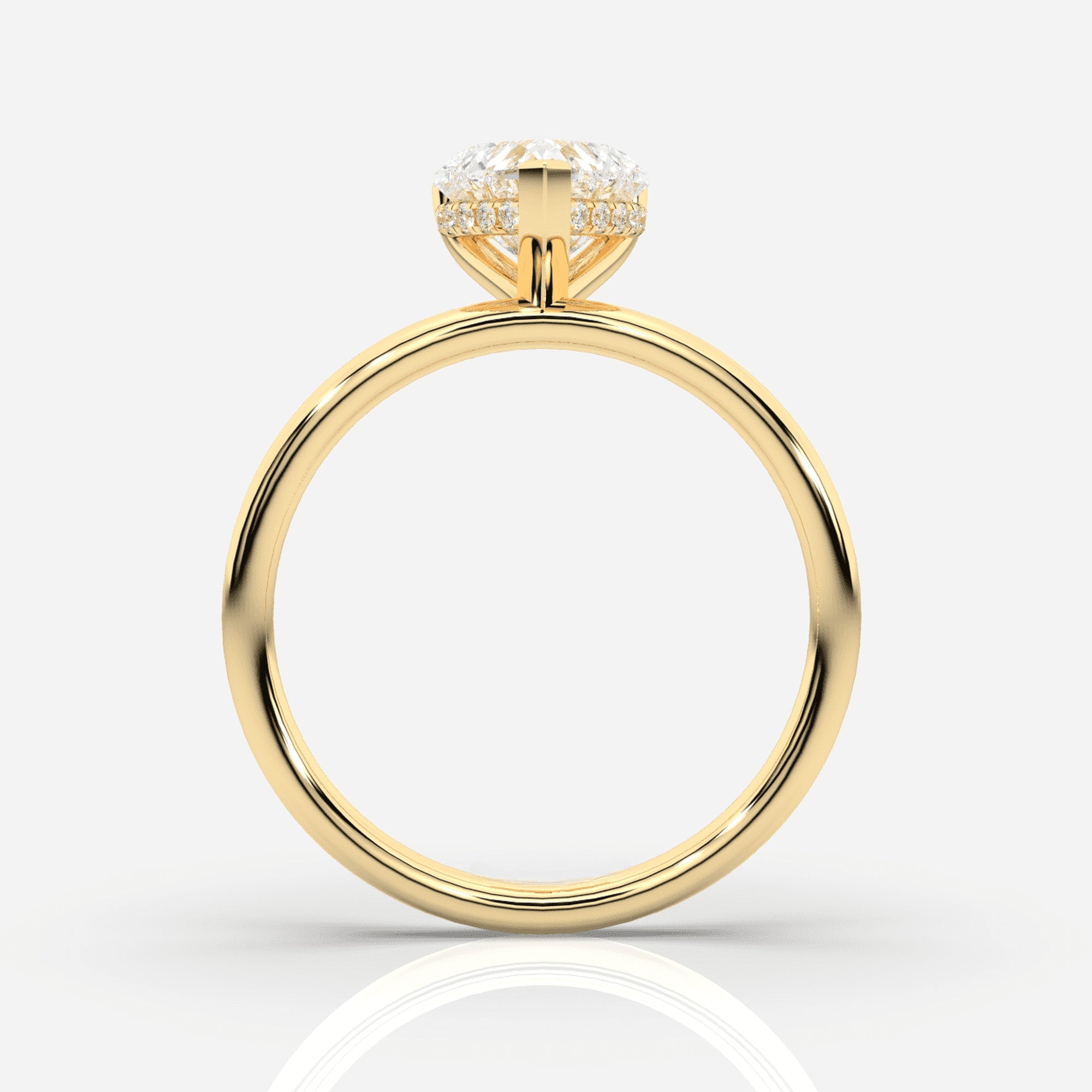 Förlovningsring dam 18K guld framifrån – Isabella Hidden Halo Hjärta | Ophira &amp; Co