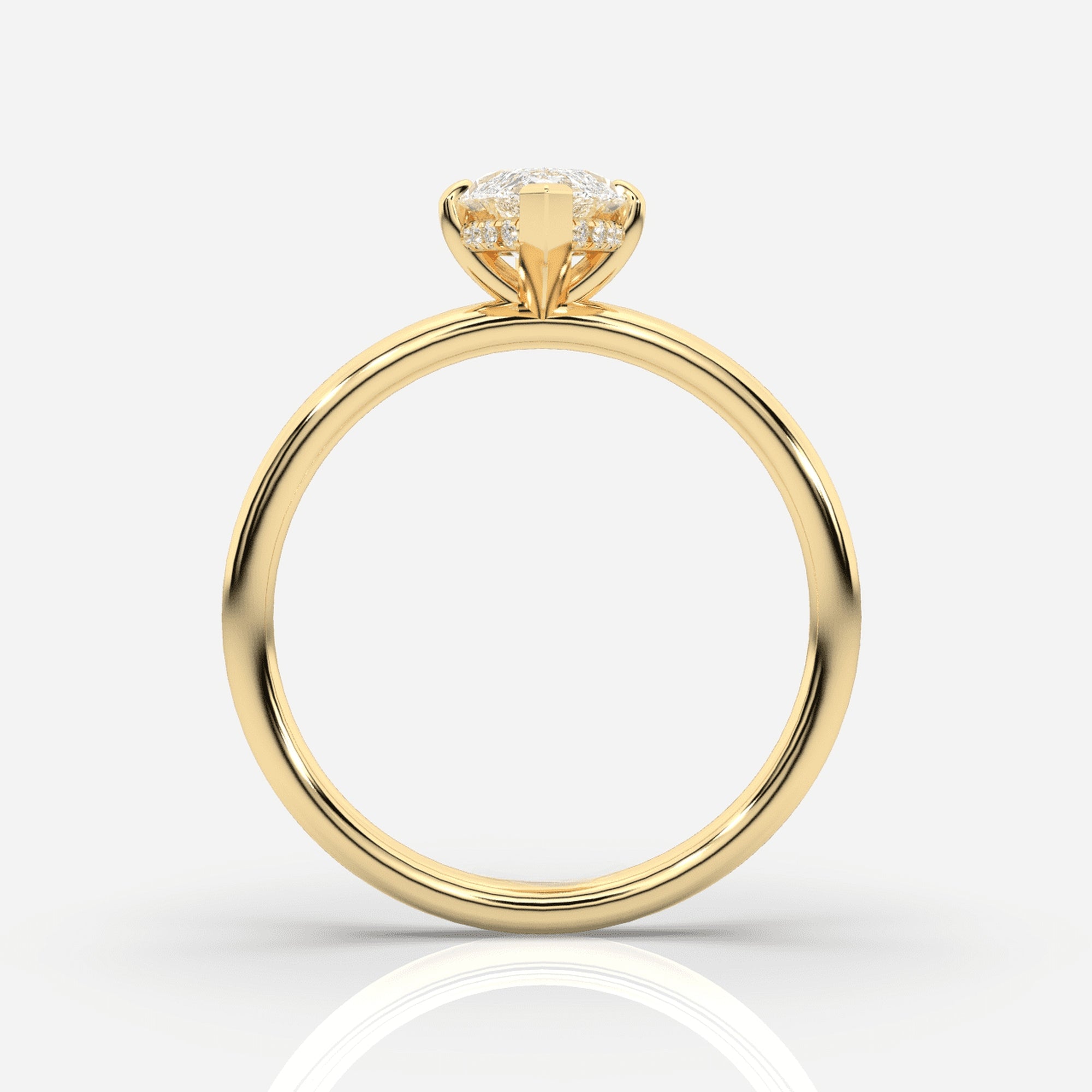 Förlovningsring dam 18K guld framifrån – Isabella Hidden Halo Marquise | Ophira &amp; Co