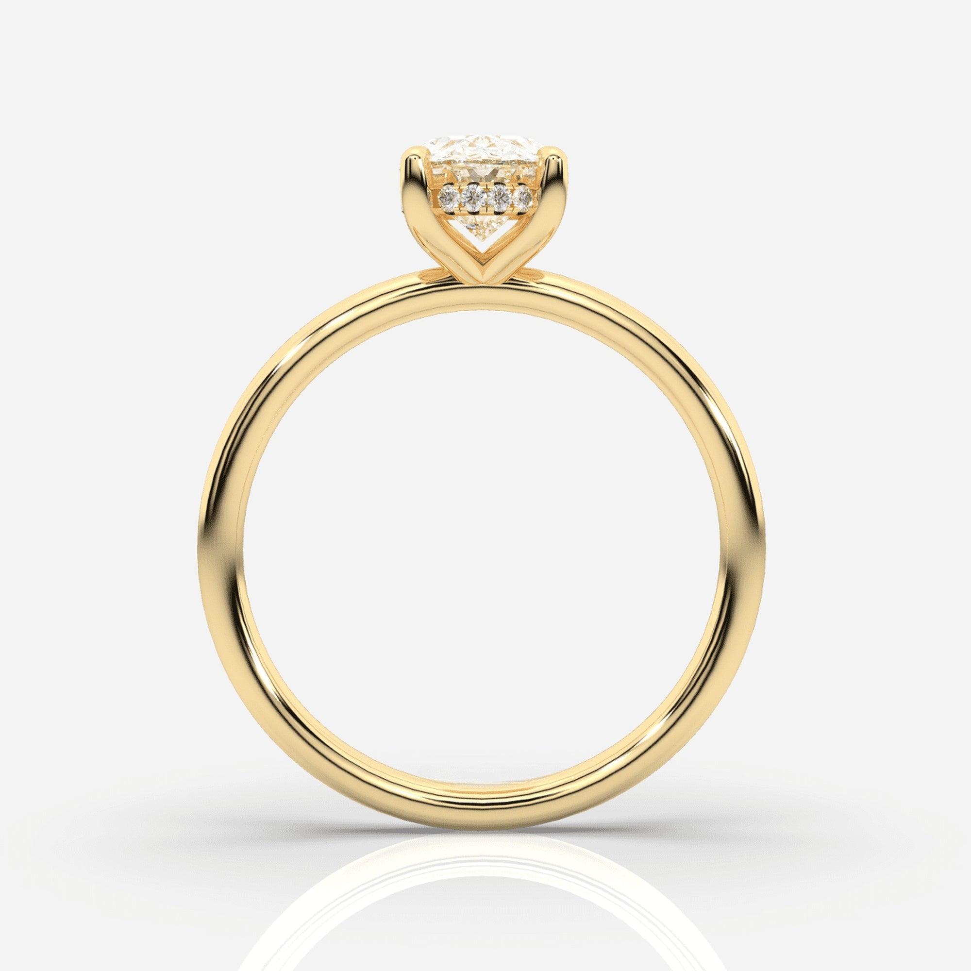 Förlovningsring dam 18K guld framifrån – Isabella Hidden Halo Oval | Ophira &amp; Co