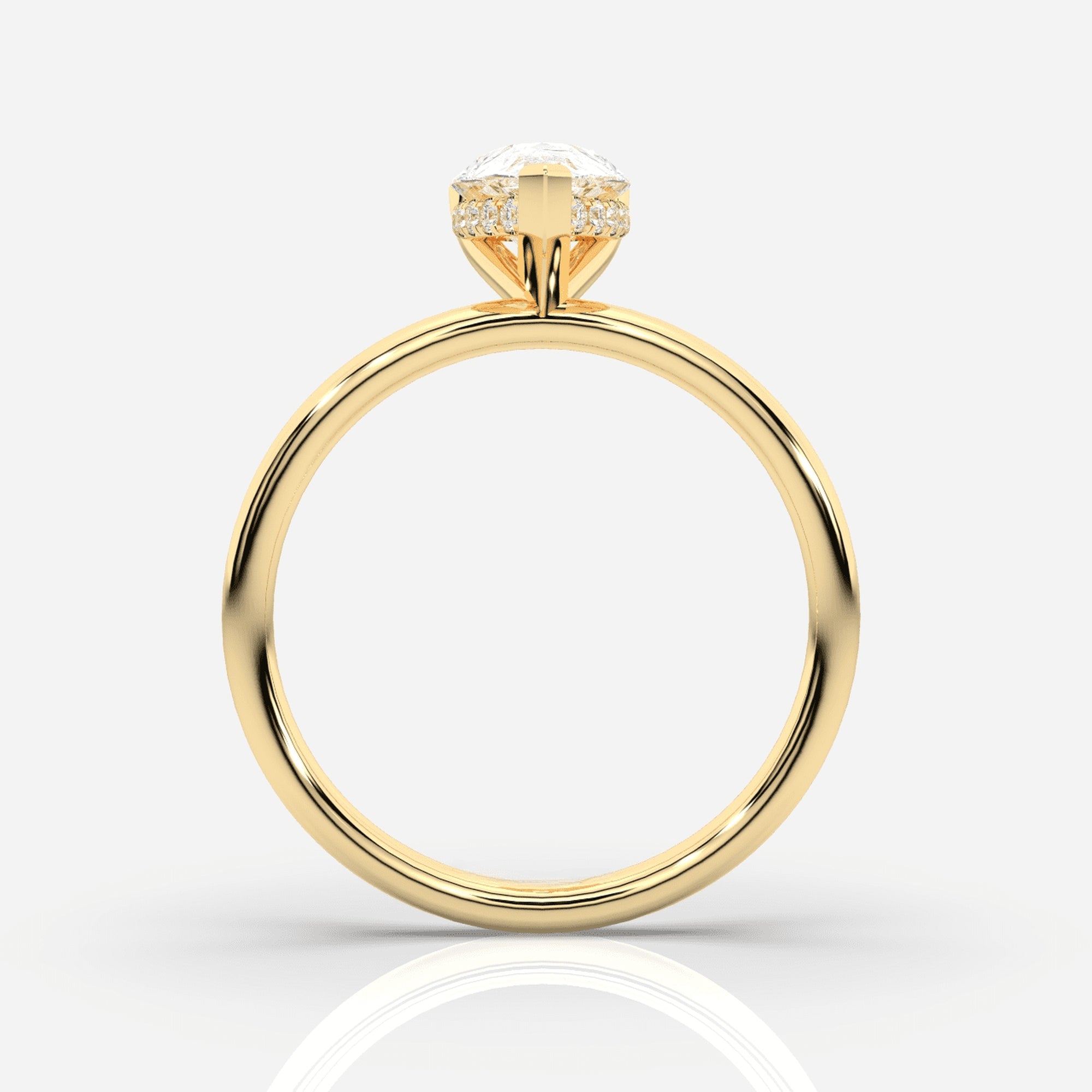 Förlovningsring dam 18K guld framifrån – Isabella Hidden Halo Päron | Ophira &amp; Co