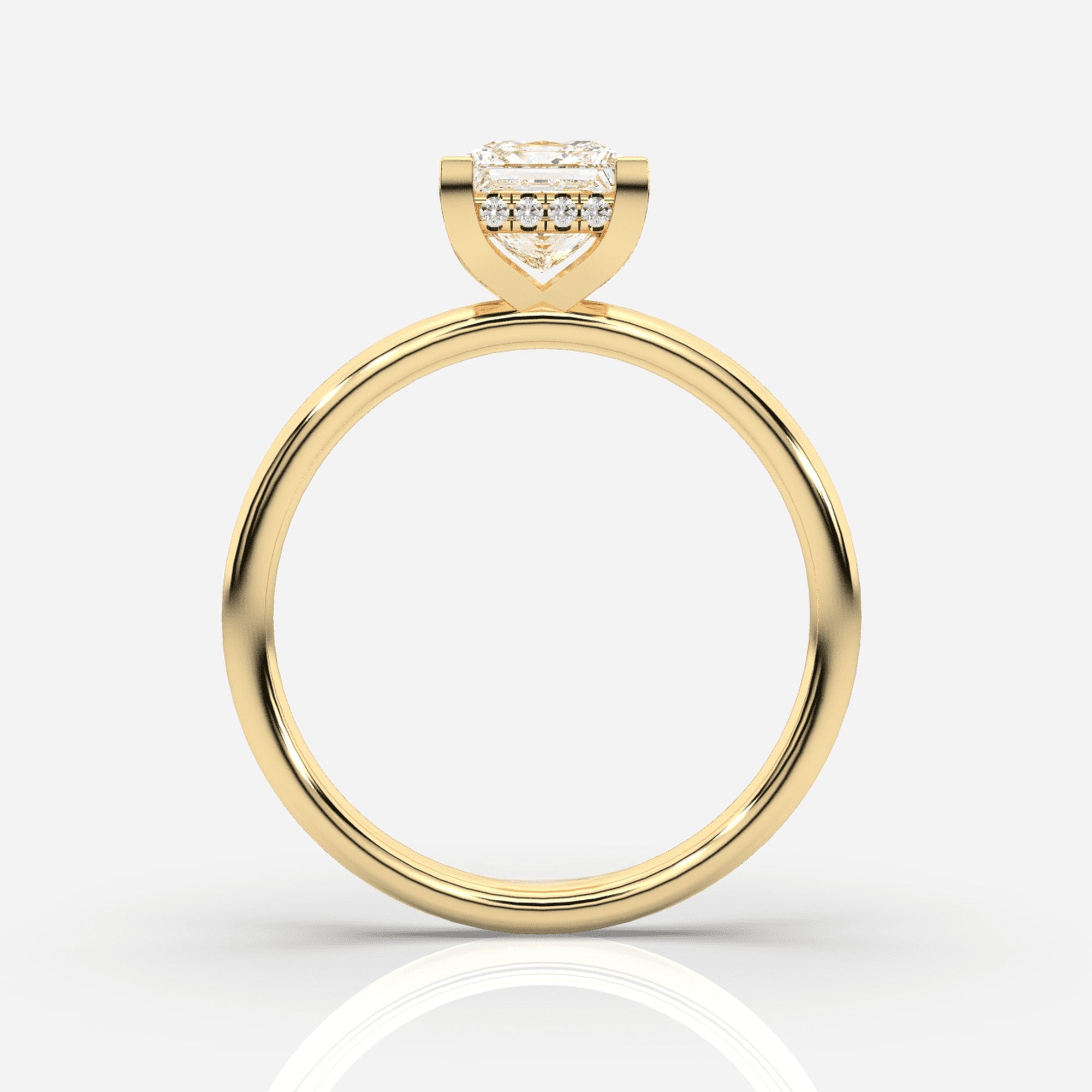 Förlovningsring dam 18K guld framifrån – Isabella Hidden Halo Prinsess | Ophira &amp; Co