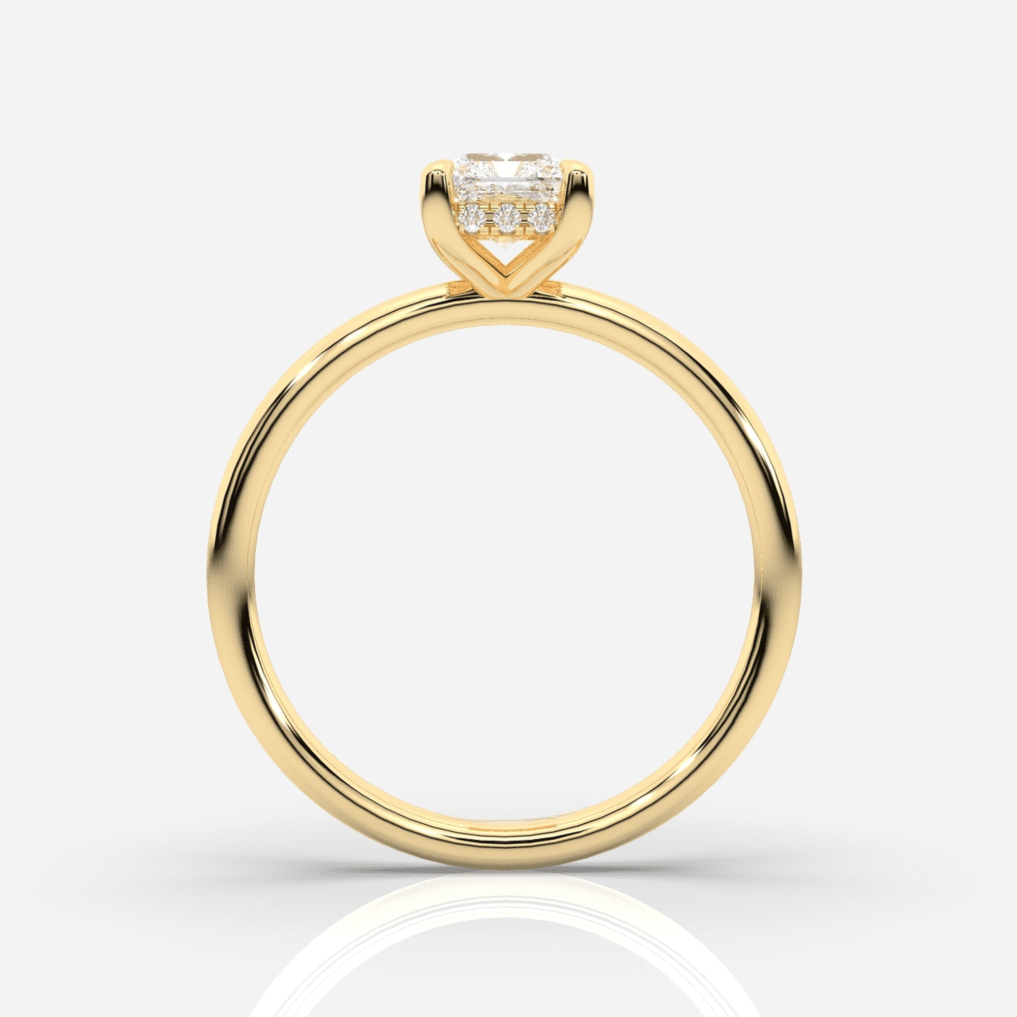 Förlovningsring dam 18K guld framifrån – Isabella Hidden Halo Radiant | Ophira &amp; Co