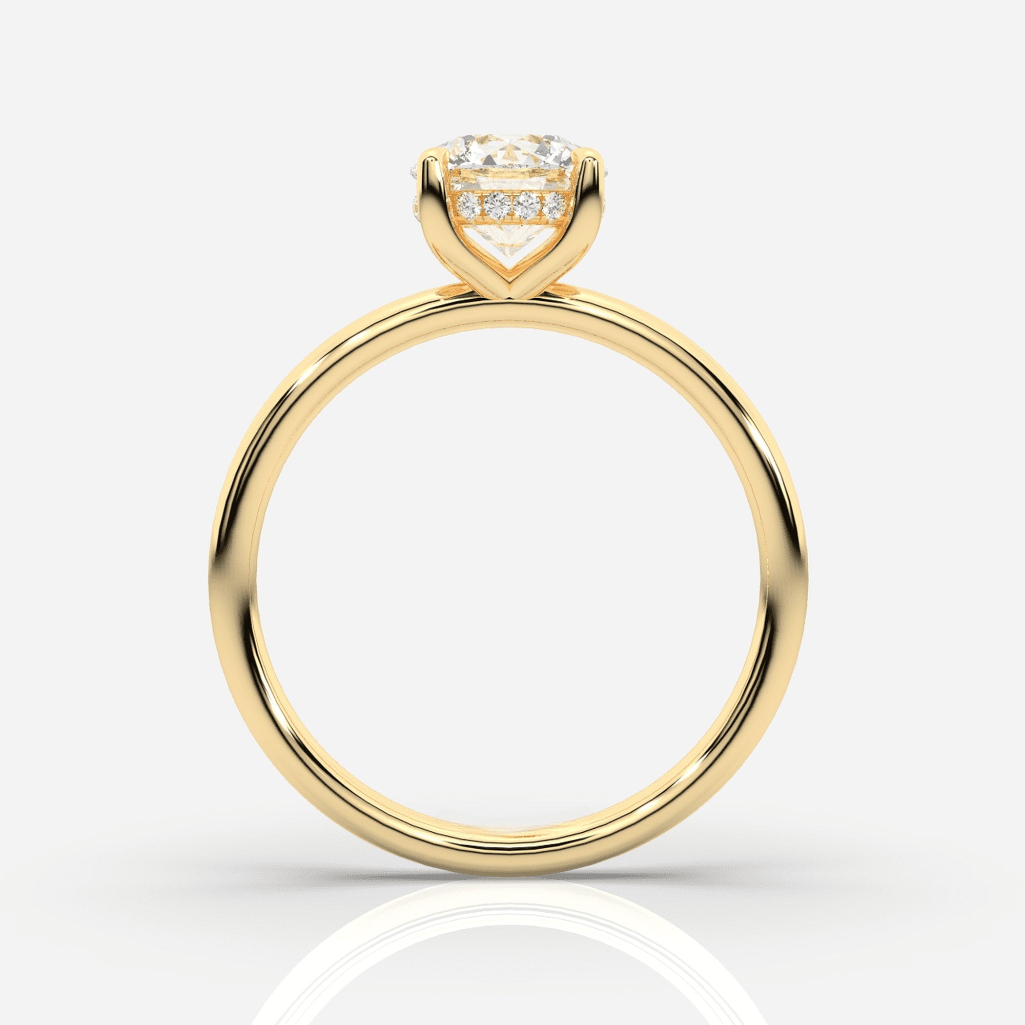 Förlovningsring dam 18K guld framifrån – Isabella Hidden Halo Round | Ophira &amp; Co