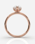 Förlovningsring dam 18K roséguld framifrån – Isabella Hidden Halo Hjärta | Ophira & Co