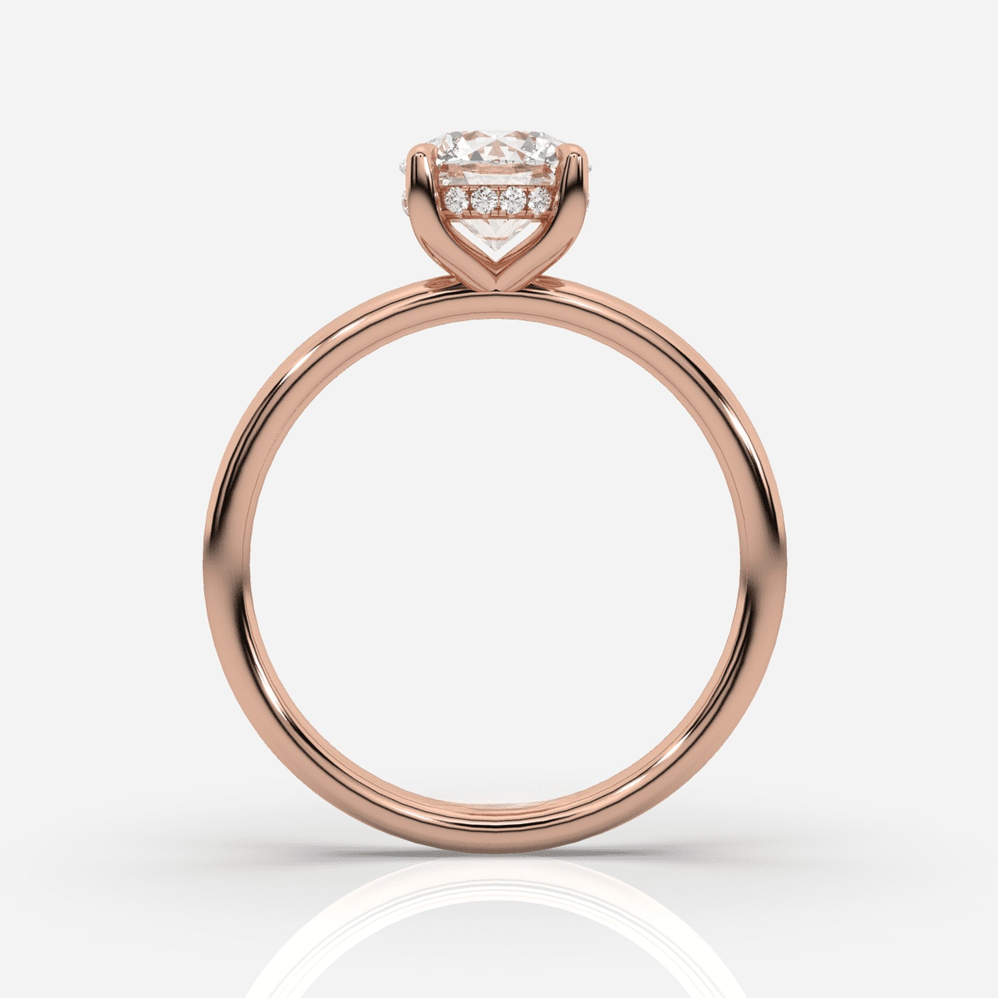 Förlovningsring dam 18K roséguld framifrån – Isabella Hidden Halo Round | Ophira & Co