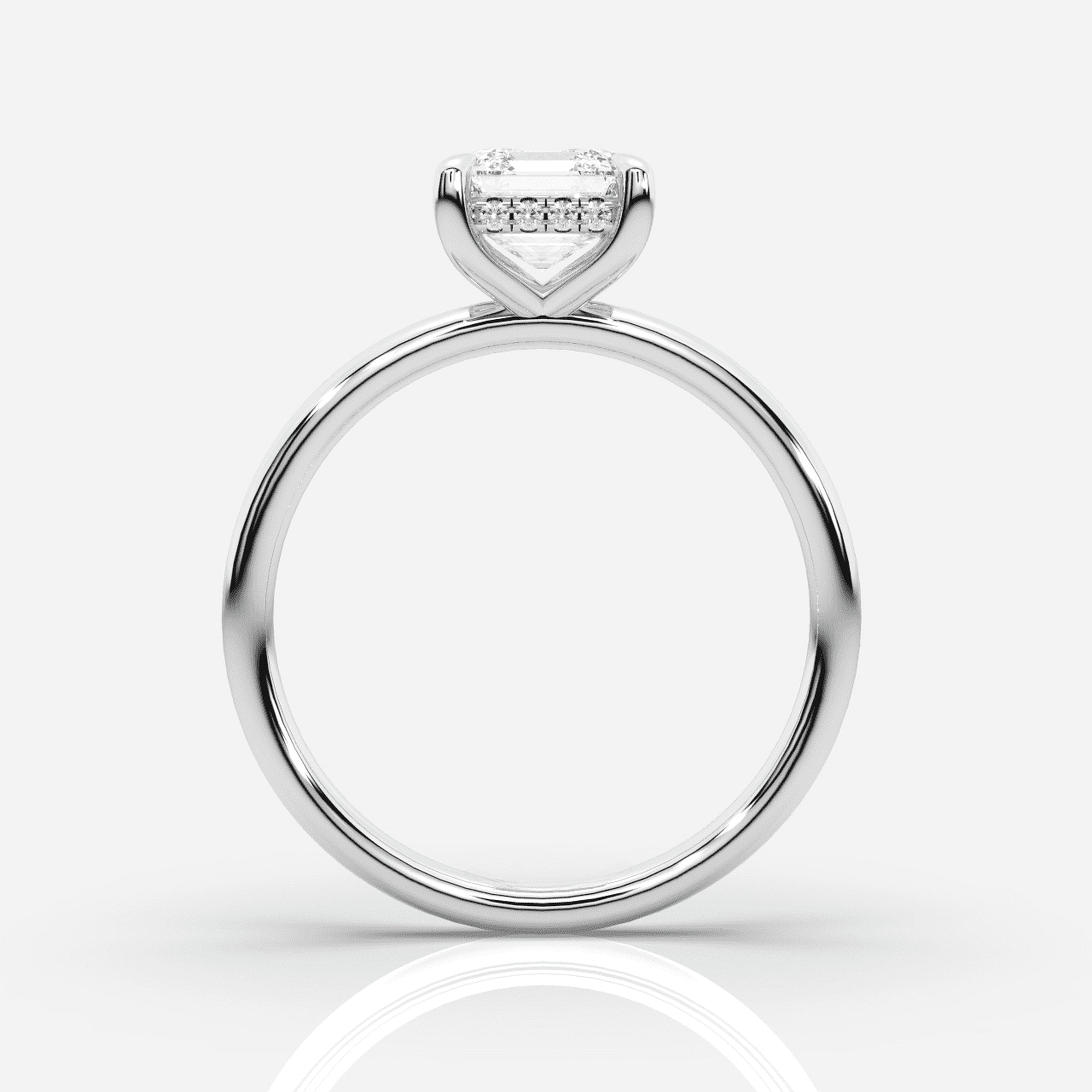 Förlovningsring dam 18K vitt guld framifrån – Isabella Hidden Halo Asscher | Ophira & Co