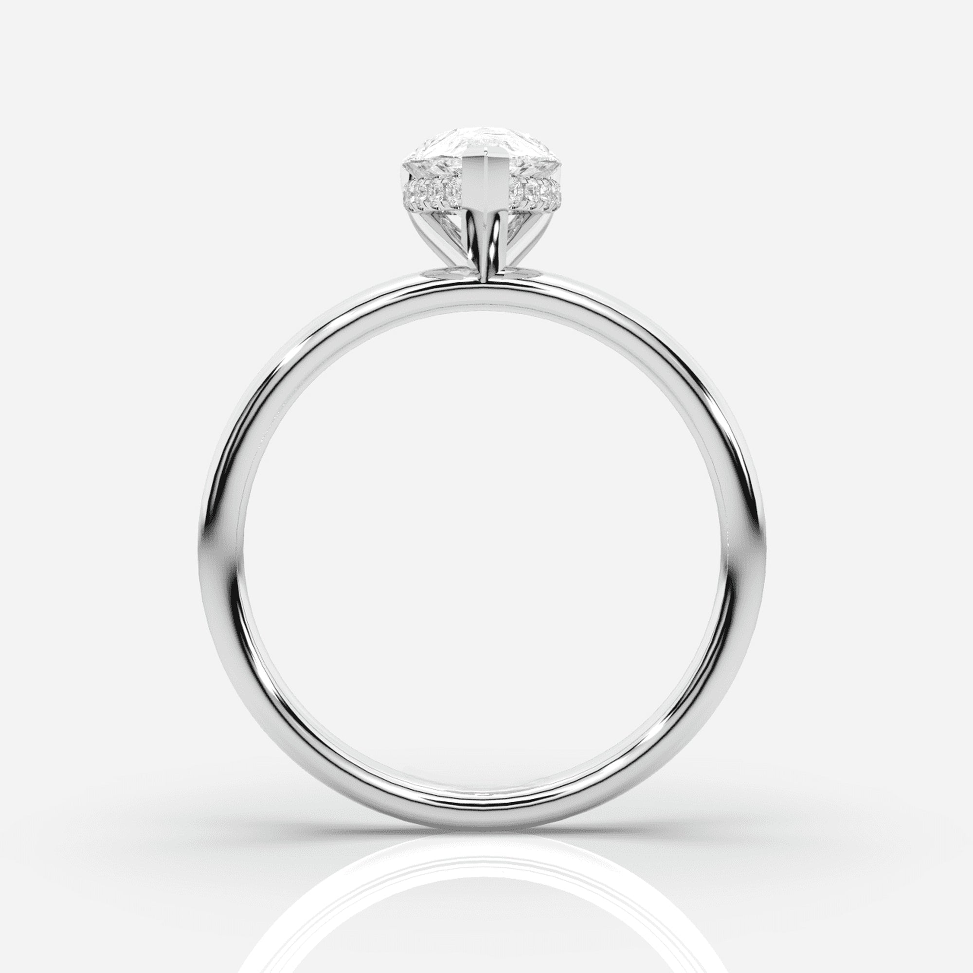 Förlovningsring dam 18K vitt guld framifrån – Isabella Hidden Halo Päron | Ophira &amp; Co