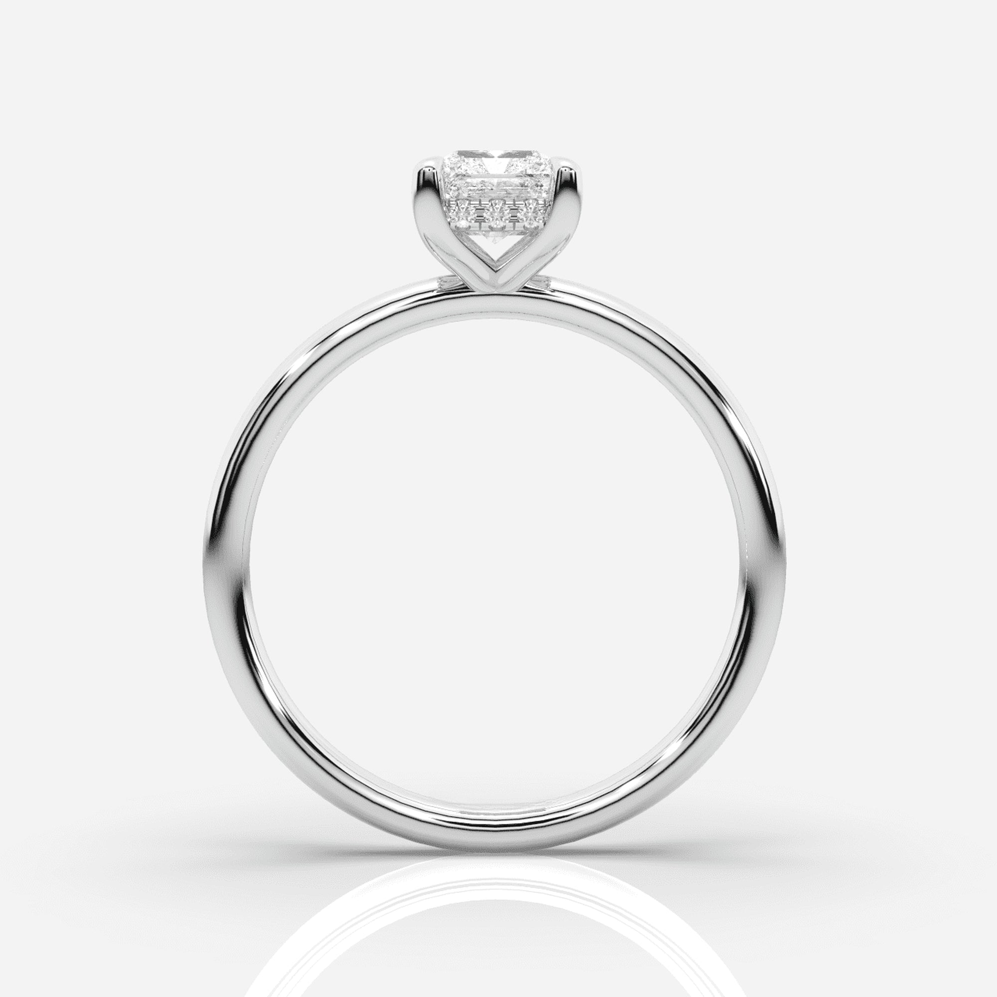 Förlovningsring dam 18K vitt guld framifrån – Isabella Hidden Halo Radiant | Ophira &amp; Co