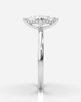 Förlovningsring vitguld från sidan – Isabella Hidden Halo Marquise | Ophira & Co