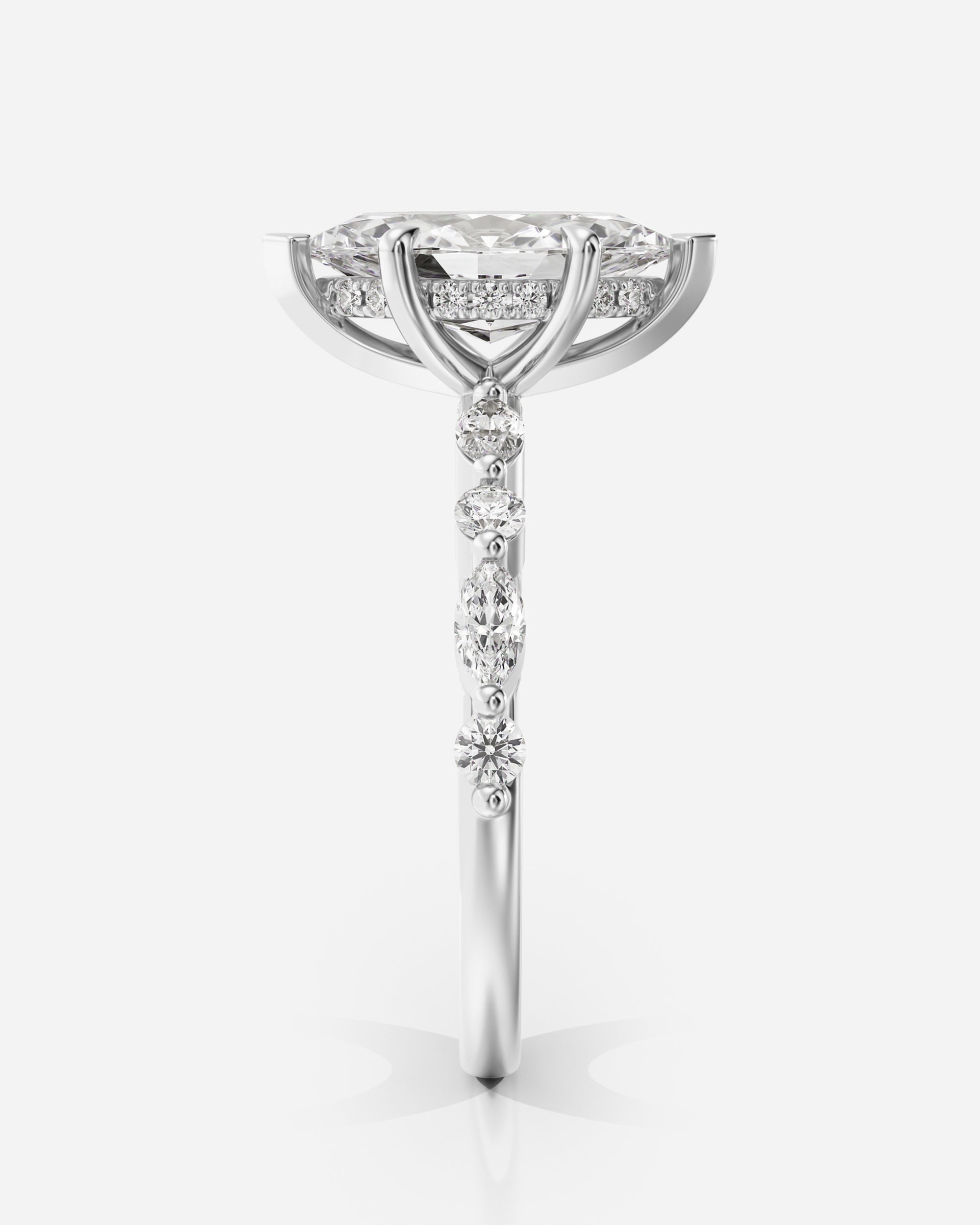 Marquise förlovningsring vitguld från sidan – Aveline Fancy Stone | Ophira & Co