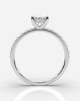 Oval förlovningsring vitguld framifrån – Isabella Hidden Halo & Sidostenar | Ophira & Co
