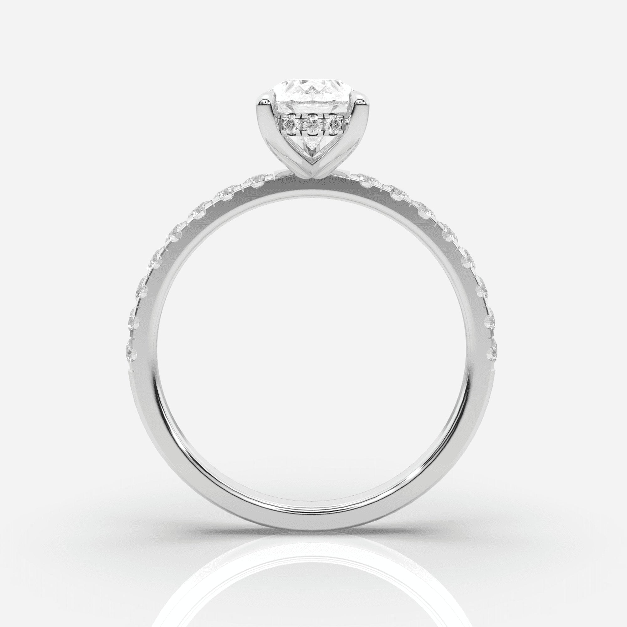 Päron förlovningsring vitguld framifrån – Isabella Hidden Halo & Sidostenar | Ophira & Co